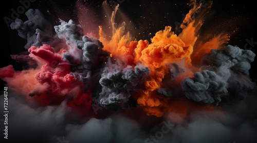 Black powder explosion on a dark background.