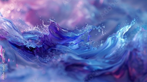 An abstract wallpaper of ethereal flow of colors in a 3D animated splash. Fluid strokes in a minimalist dream scene in soft blue and lavender colors.