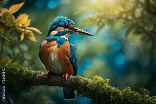 A majestic kingfisher perched on a branch. © Naveen