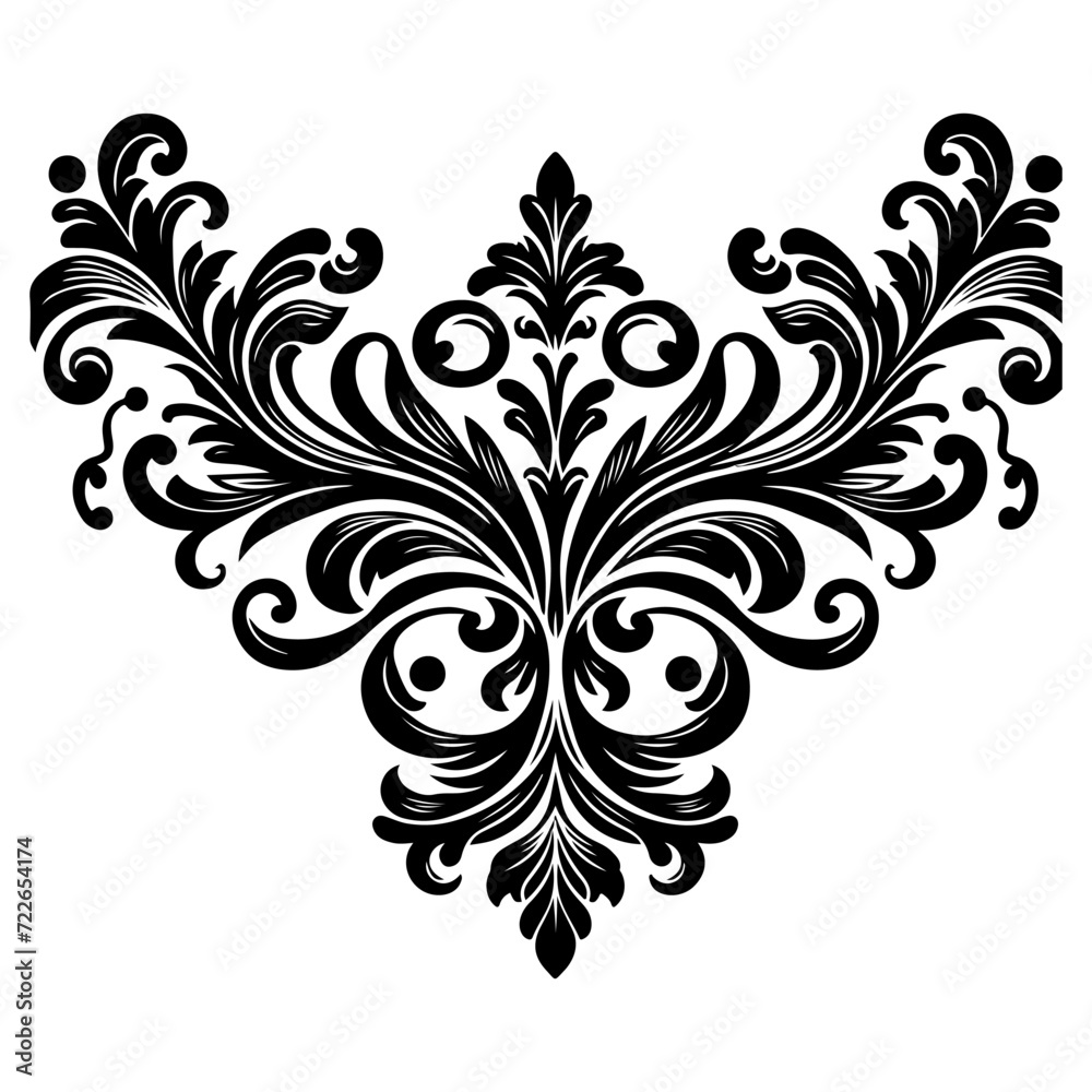 Hand drawn black line Vintage carved calligraphic Swirls, Badges. Corners Decorative Ornate Flourishes Elements border frame vector