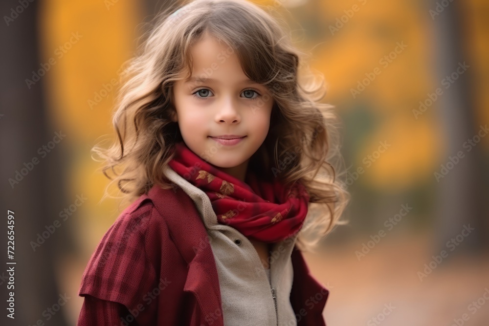 portrait of a beautiful little girl in a red coat and scarf portrait of a beautiful little girl in a red coat and scarf