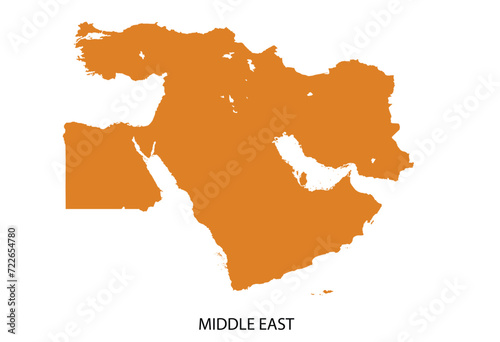 Middle Eastern Silhouette Figure Map in Gold