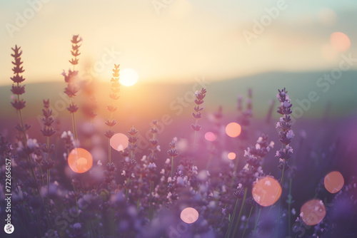 Lavender Flowers at Sunset