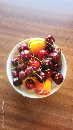 bowl of cherries and apricots 