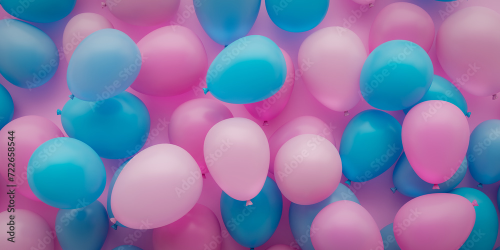Background of bright mood balloons in pink and blue.3d rendering