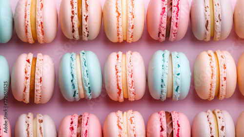 delicate and delicious macarons in pastel colors