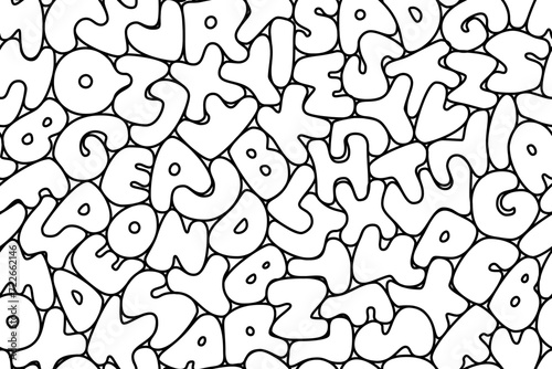 Hand drawn seamless pasta alphabet vector pattern