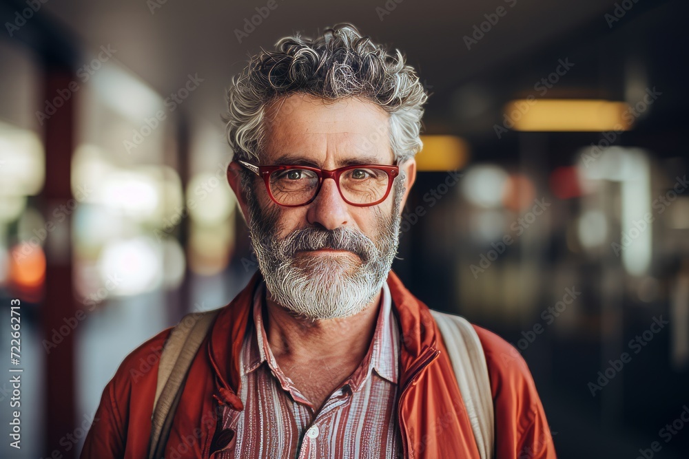 Portrait of senior man with beard and eyeglasses in the city Portrait of senior man with beard and eyeglasses in the city