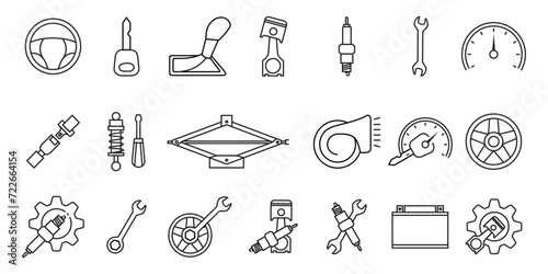 automotive icon collection, vector icon templates can be edited and resized.