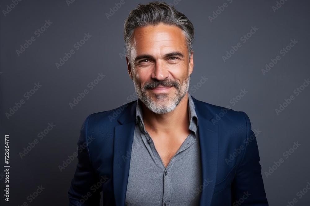 Portrait of a handsome mature man with grey hair and beard. Portrait of a handsome mature man with grey hair and beard.