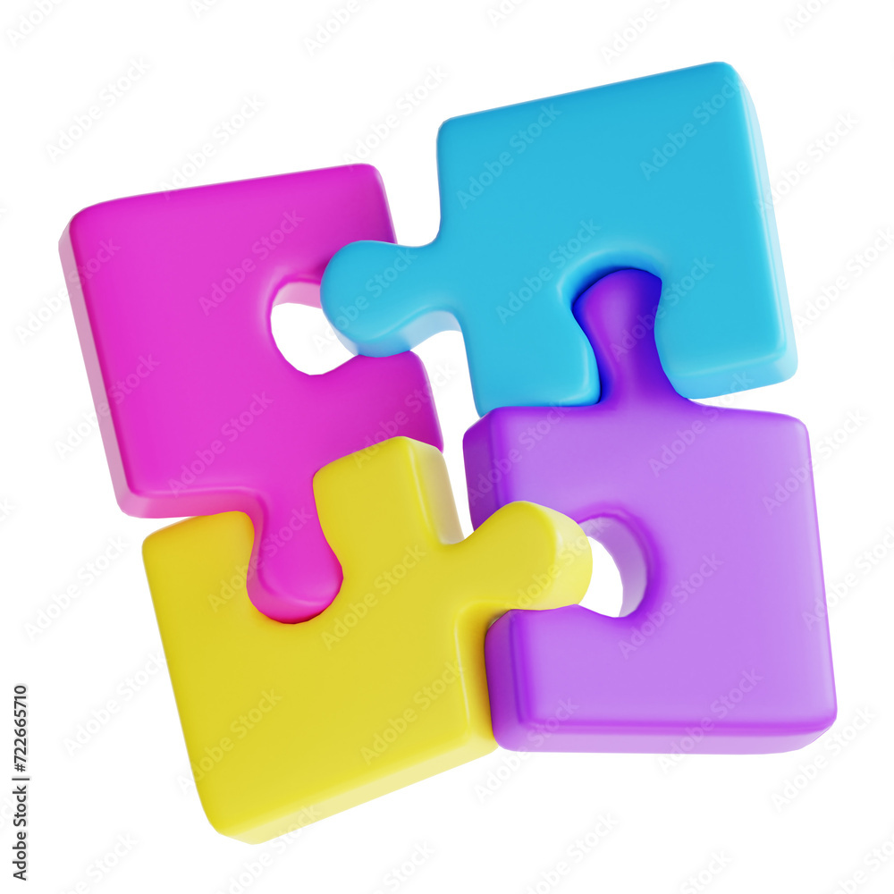 3d rendering puzzle game icon illustration