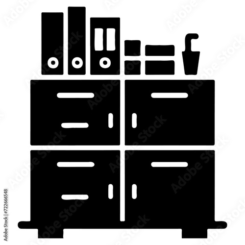 Office cabinet icon, clipart, vector silhouette, flat style, black color silhouette