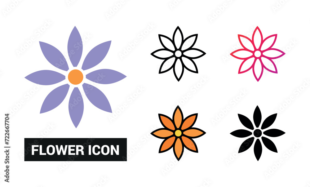 Flower Icon Set Vector Illustration