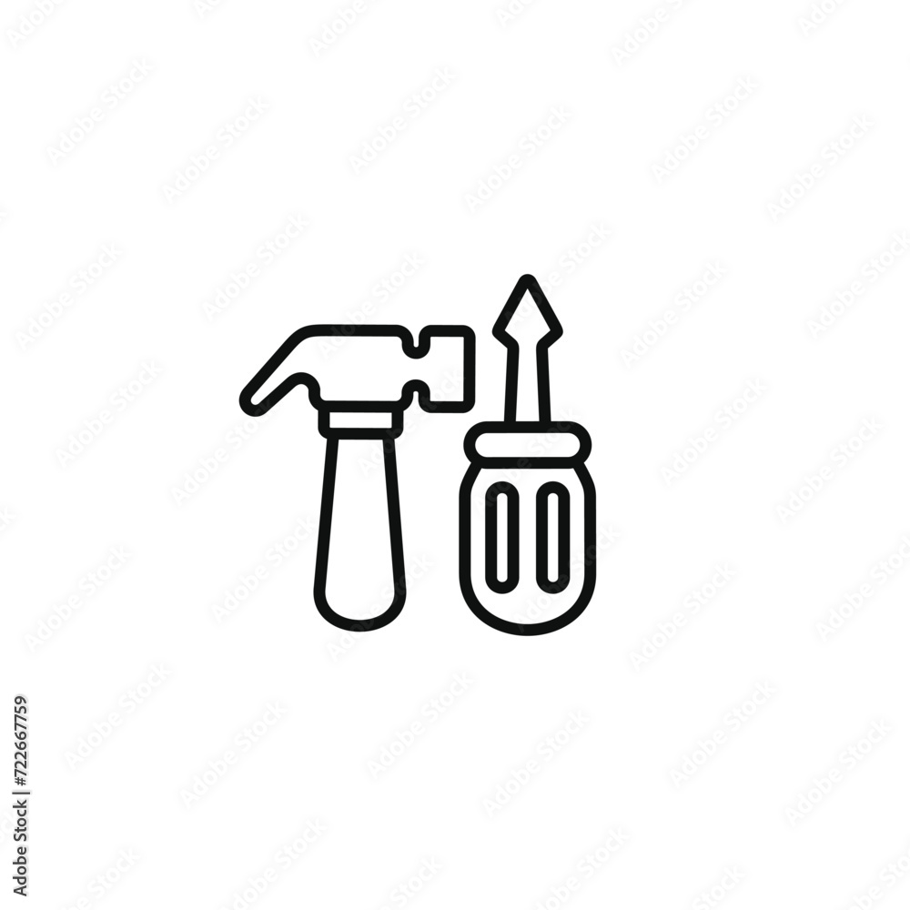 Tools line icon isolated on transparent background Tools line icon isolated on transparent background