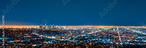 Aerial view of Downtown Los Angeles at night