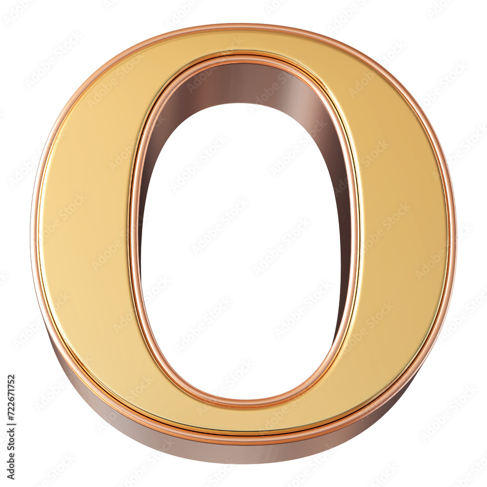 Gold later O font 3D render Gold later O font 3D render