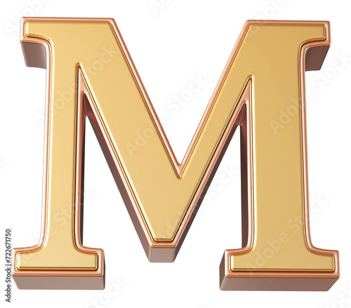 Gold later M font 3D render