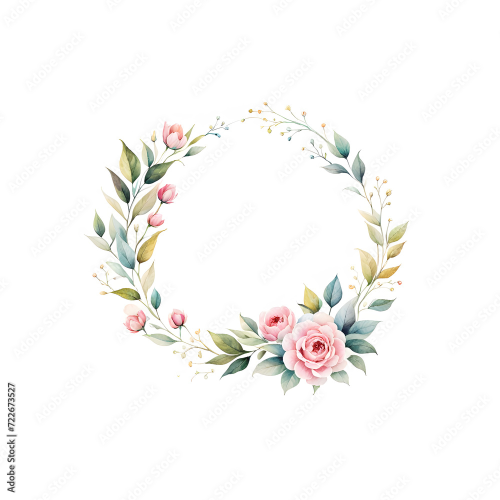 white-floral-frame-watercolor-illustration-minimalist-colorful-wreath-no-background-trending