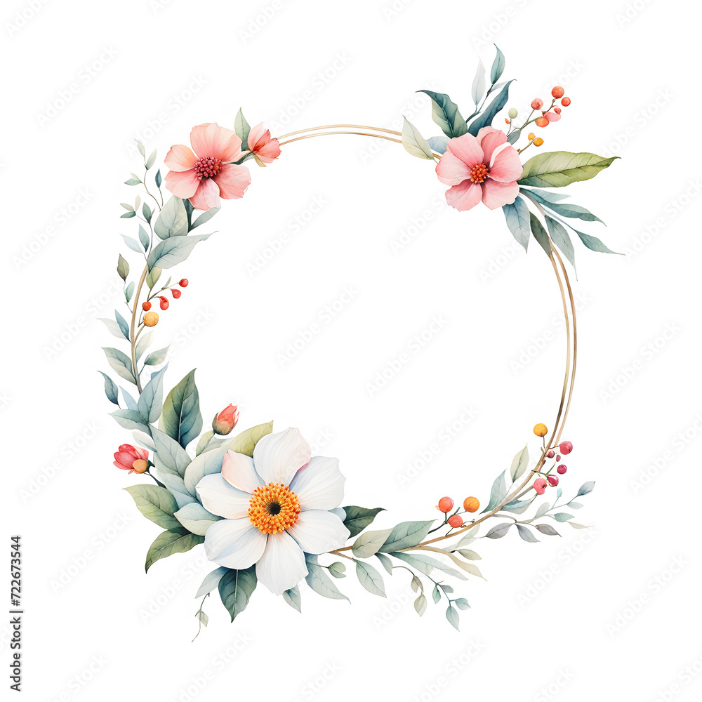 white-floral-frame-watercolor-illustration-minimalist-colorful-wreath-no-background-trending