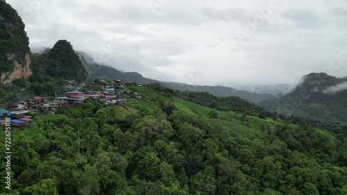 Mae hong son province, Thailand.Ban Jabo's Day Unveiled: A Continuation of Morning Magic from Above. 