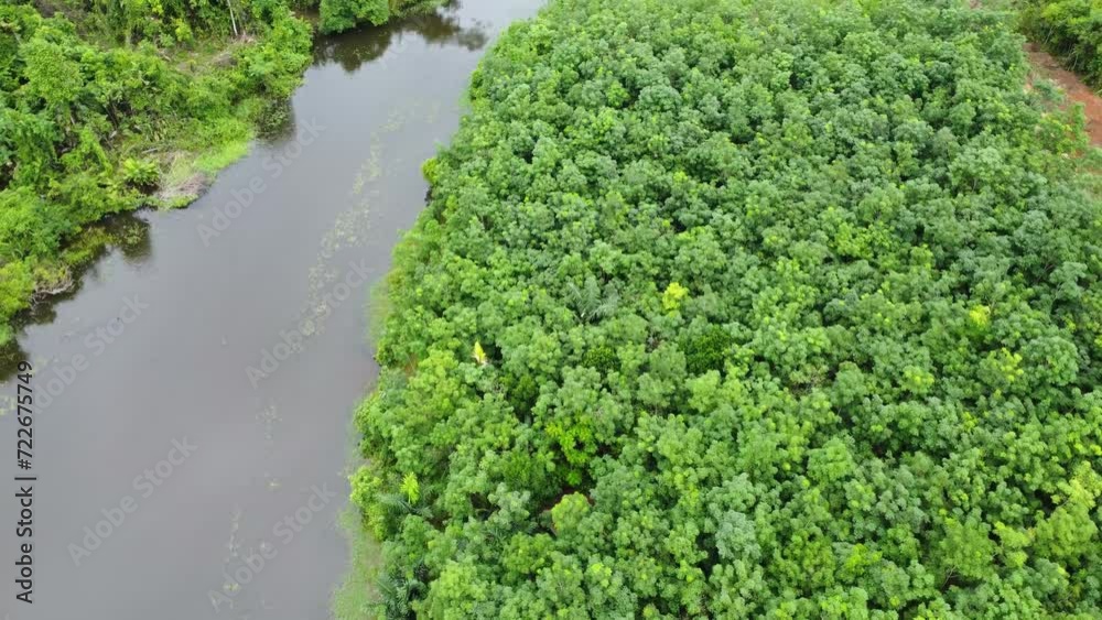 Aerial view of the lake in the mountainous area of South Kalimantan located in Sungai Dua village Aerial view of the lake in the mountainous area of South Kalimantan located in Sungai Dua village
