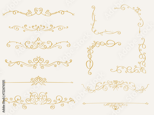 Vintage decor elements. Decoration for wedding album or restaurant menu. Calligraphic design elements