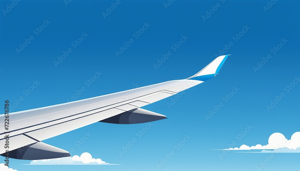Fototapeta premium Bright Blue Sky and Airplane Wing: Vector Design