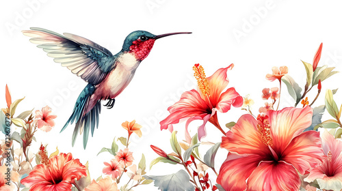 hummingbird and flower, generative ai © Saleem