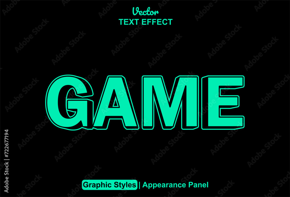 Obraz premium game text effect graphic style green color editable.