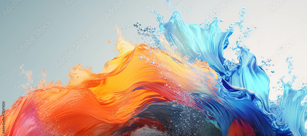 Obraz premium colorful watercolor ink wave splash, paint 14