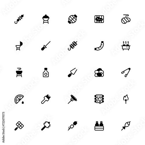 BBQ Semibold 2D Icon Collection with Editable Stroke and Pixel