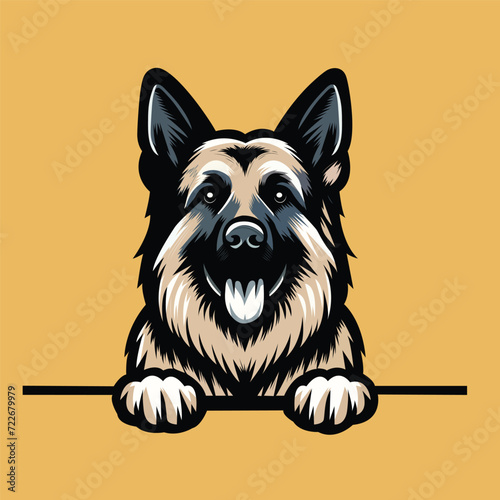 German Shepherd dog peeking illustration vector
