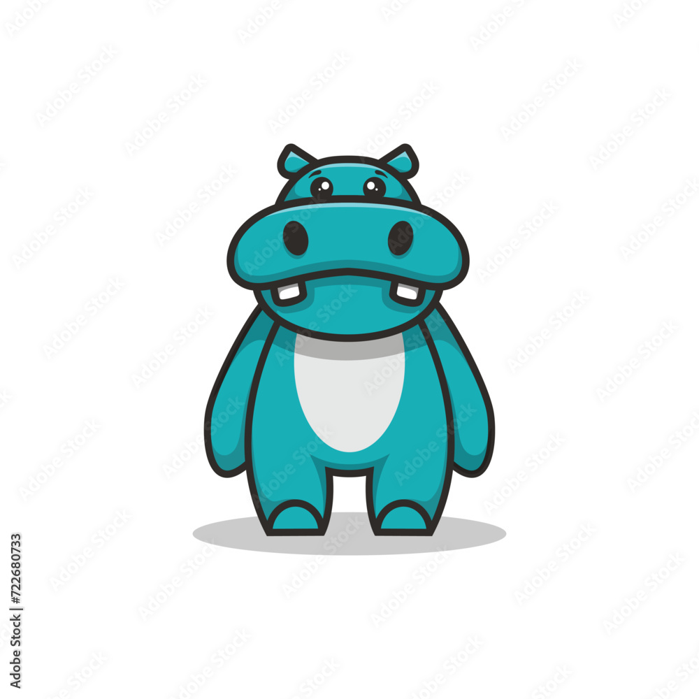 Illustration Cute Hippo Mascot Logo Illustration Cute Hippo Mascot Logo