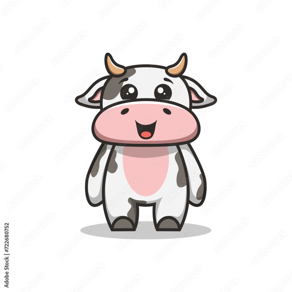 Illustration Cute Cow Mascot Logo