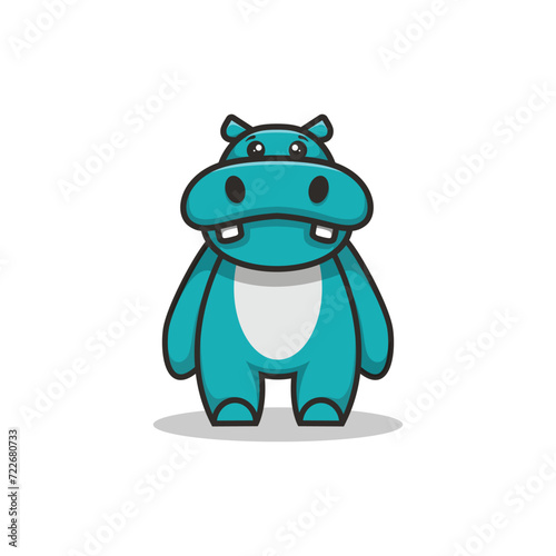 Illustration Cute Hippo Mascot Logo
