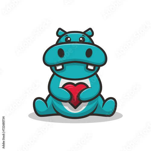 Illustration Cute Hippo Mascot Logo