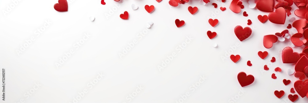 Valentine's day background with gift boxes and red hearts on white background top view. Valentine's day background with gift boxes and red hearts on white background top view.
