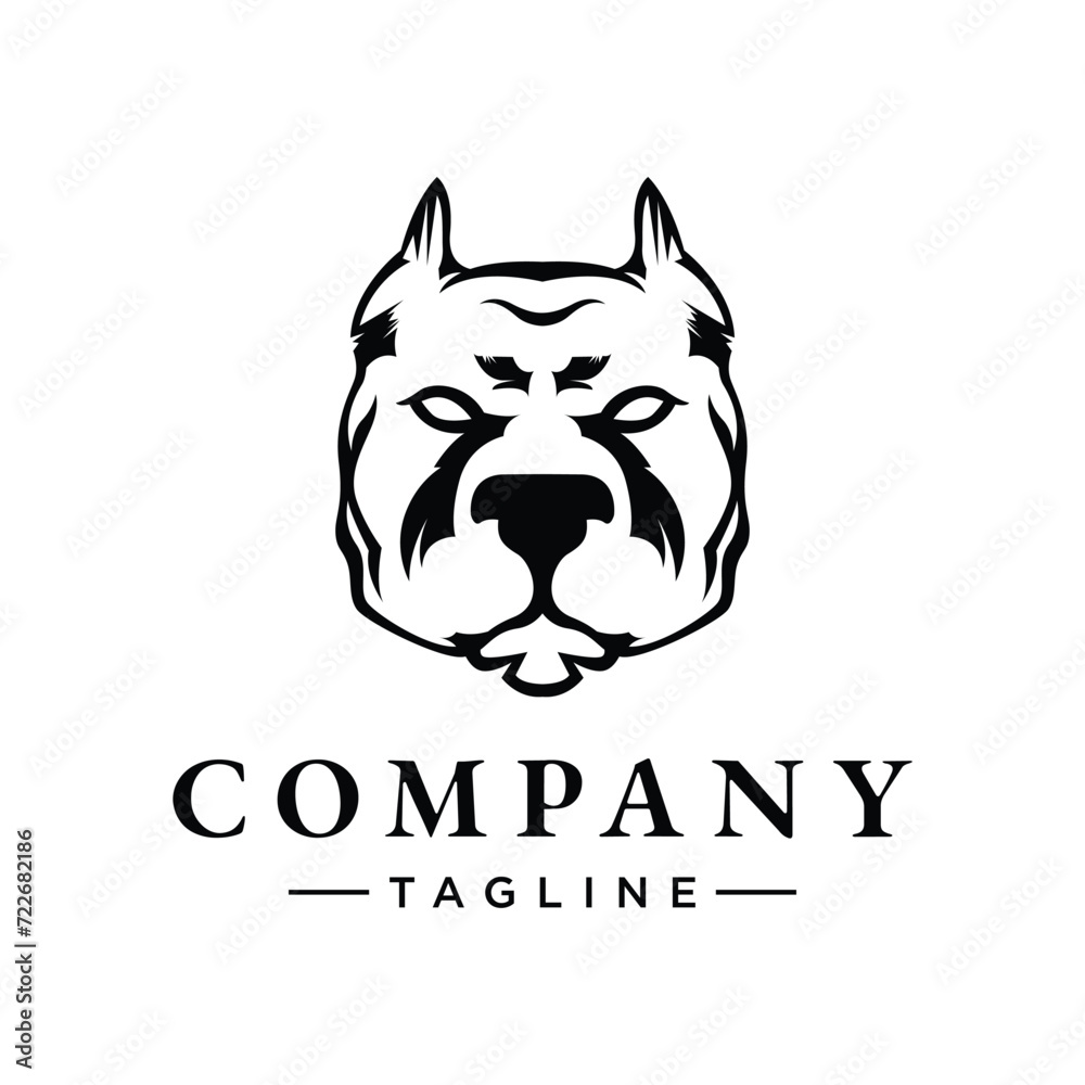 ead dog line art Logo for dog training business focused on pets and protection dogs, bull dog trains pet and working dogs, specialize in pet obedience and protection dog training.