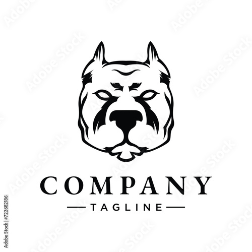 ead dog line art Logo for dog training business focused on pets and protection dogs, bull dog trains pet and working dogs, specialize in pet obedience and protection dog training. photo