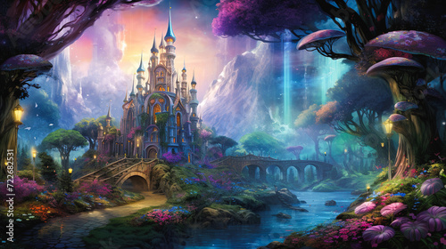 妖精の国のお城のイメージイラスト風景