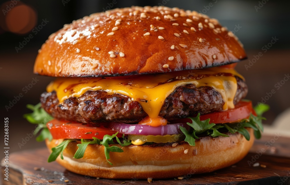 Delicious Burger Sandwich with Melting Cheese Delicious Burger Sandwich with Melting Cheese
