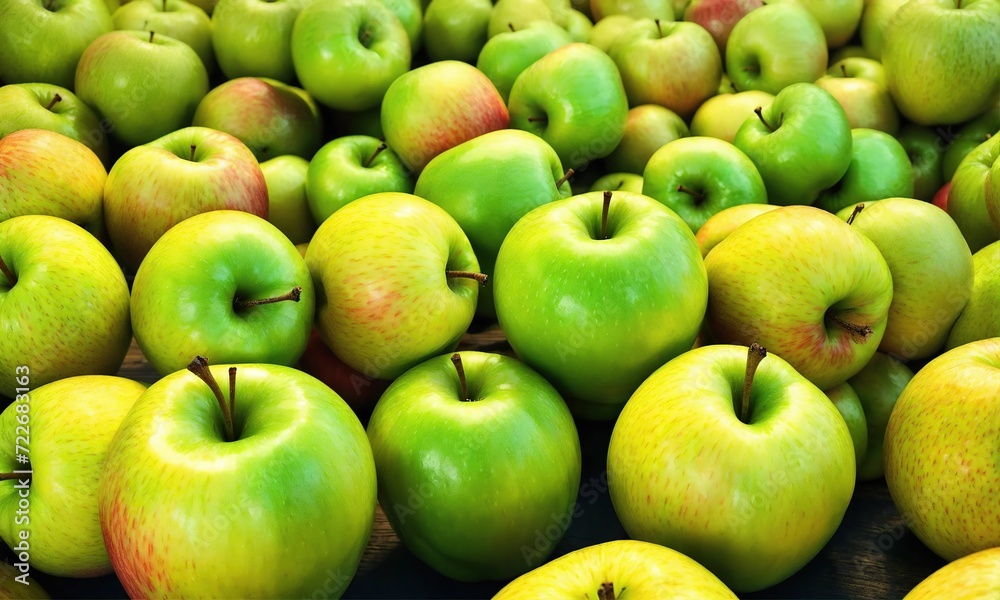 Green and yellow ripe apples as a background Green and yellow ripe apples as a background
