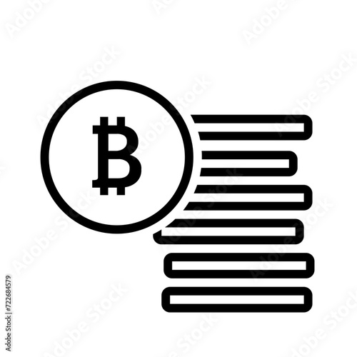 Vector black line icon for Bitcoins photo