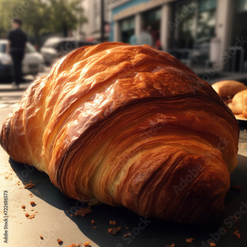 a croissant on the street broad  daylight 
