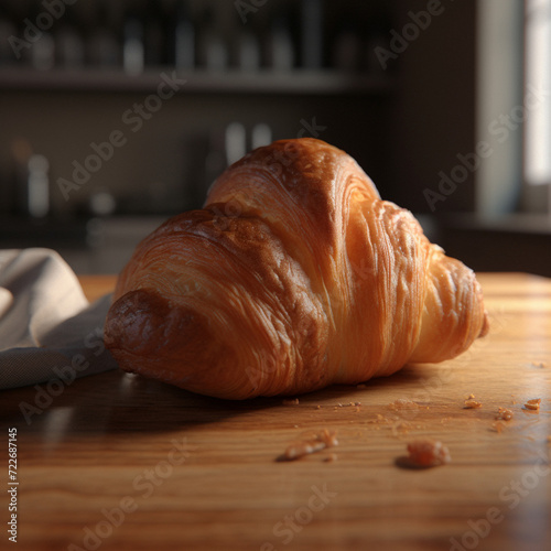 a croissant on a table