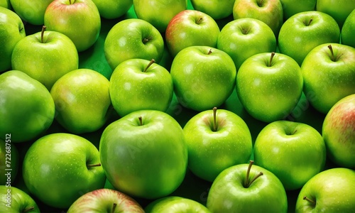 beautiful green ripe apples as a background