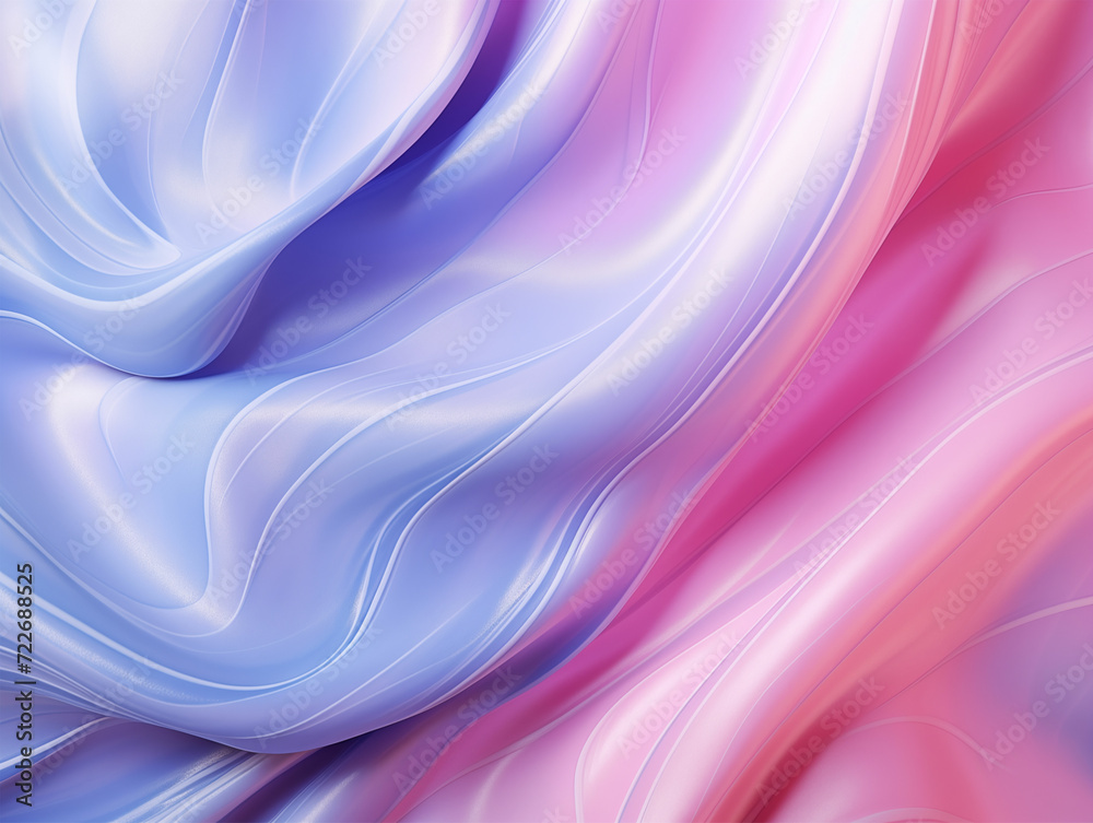 Obraz premium Dive into the mesmerizing allure of an abstract pink and blue wave texture with a glossy finish, shaped canvas, and fluid impressions in light violet and light gray hues.