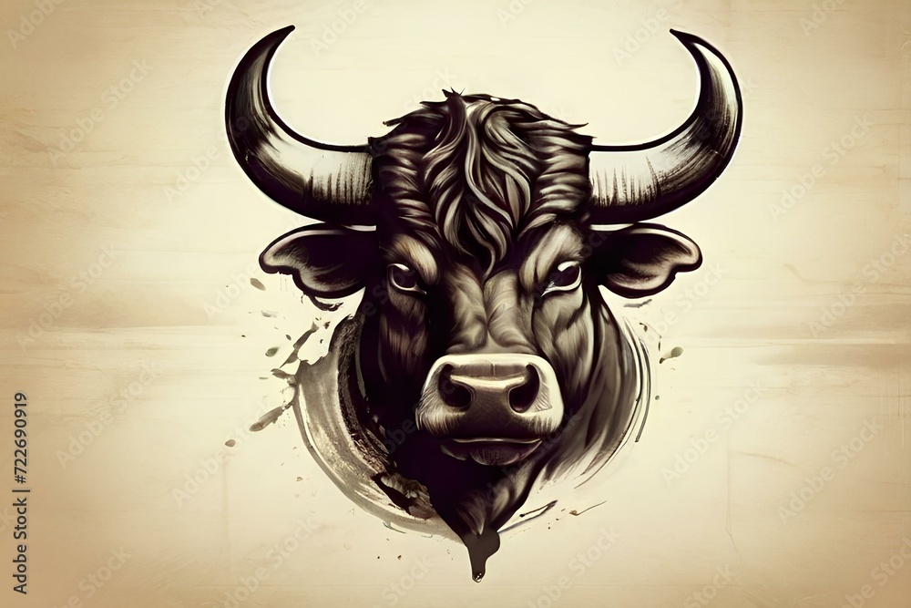 vintage bull head image created with ai.