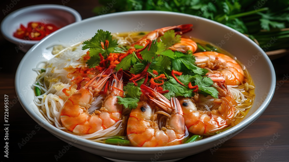 Asian ramen soup with shrimps, egg, noodle and spices. Asian ramen soup with shrimps, egg, noodle and spices.