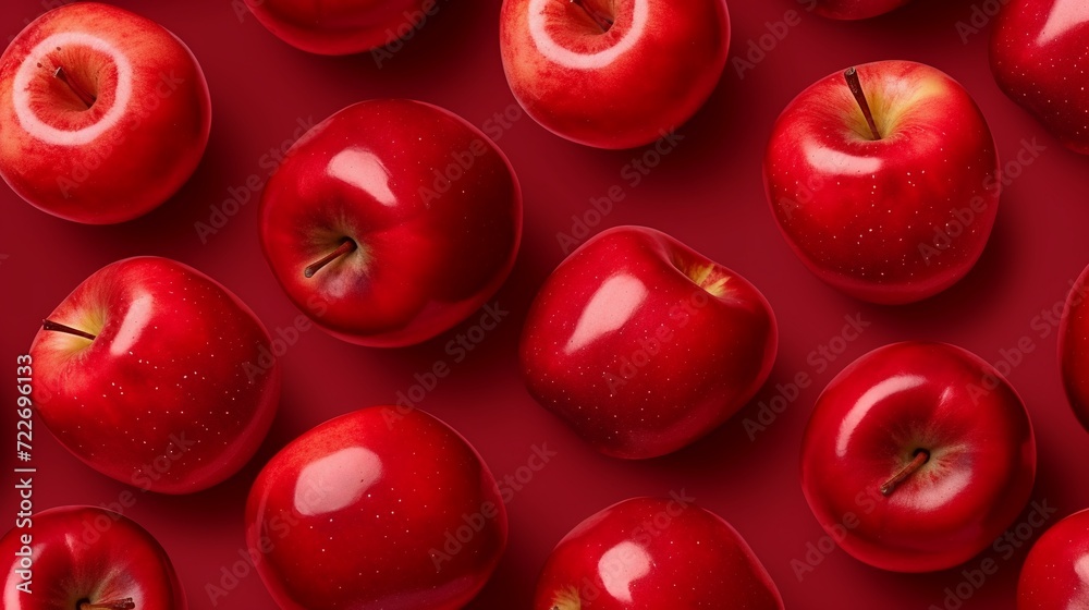 Red apples on a red background. Red apples on a red background.
